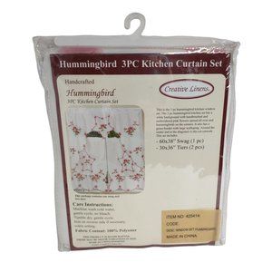 Vintage hummingbird kitchen curtains pink and white